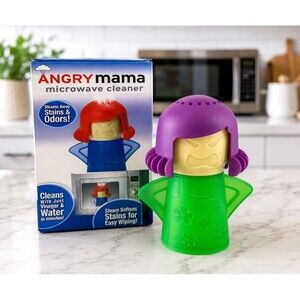 Angry Mama Microwave Cleaner Open Box Vinegar Steam Kitchen Cleaning Gadget
